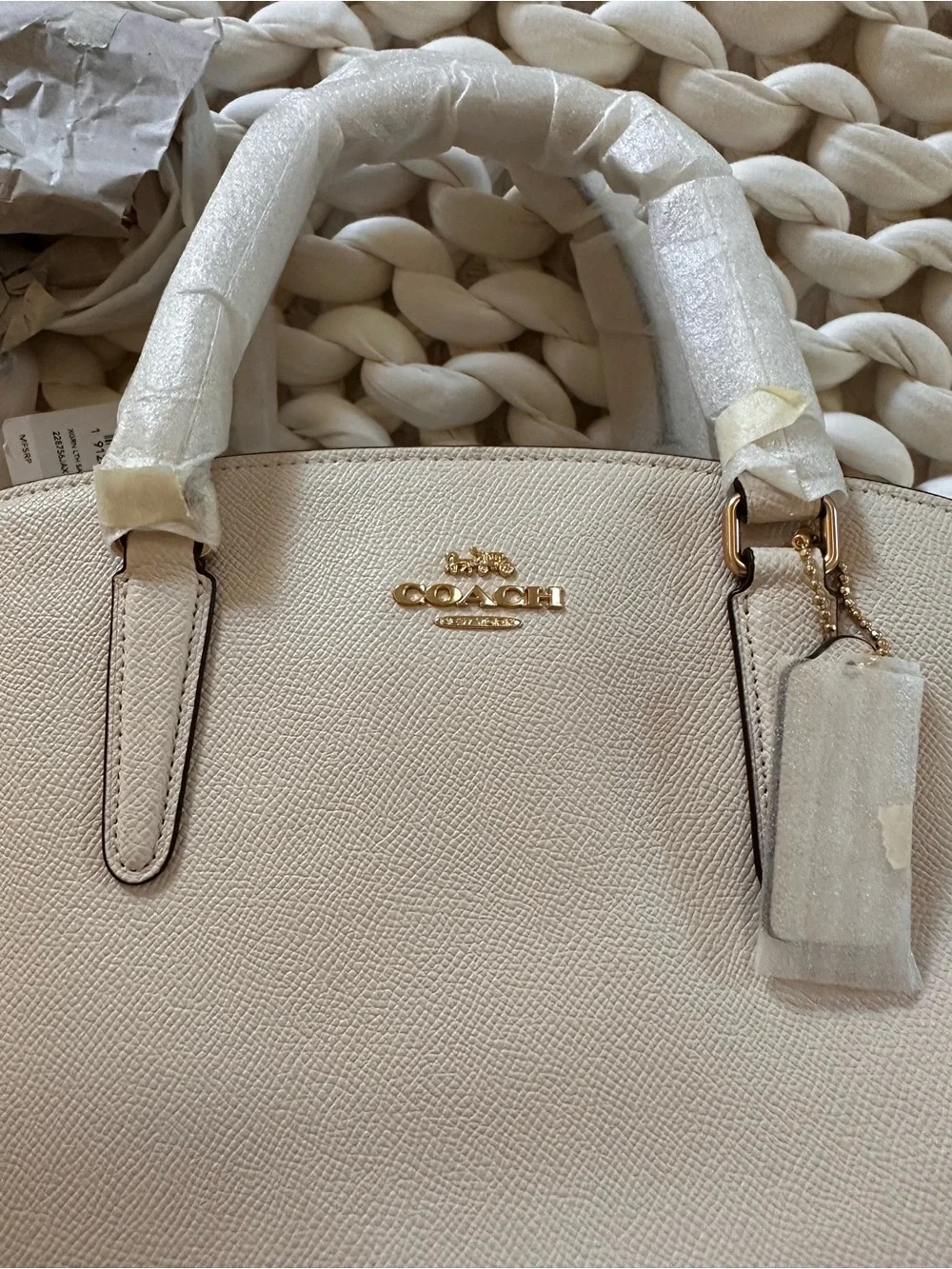 Coach Pebbled Leather Dome Satchel NWT Cream